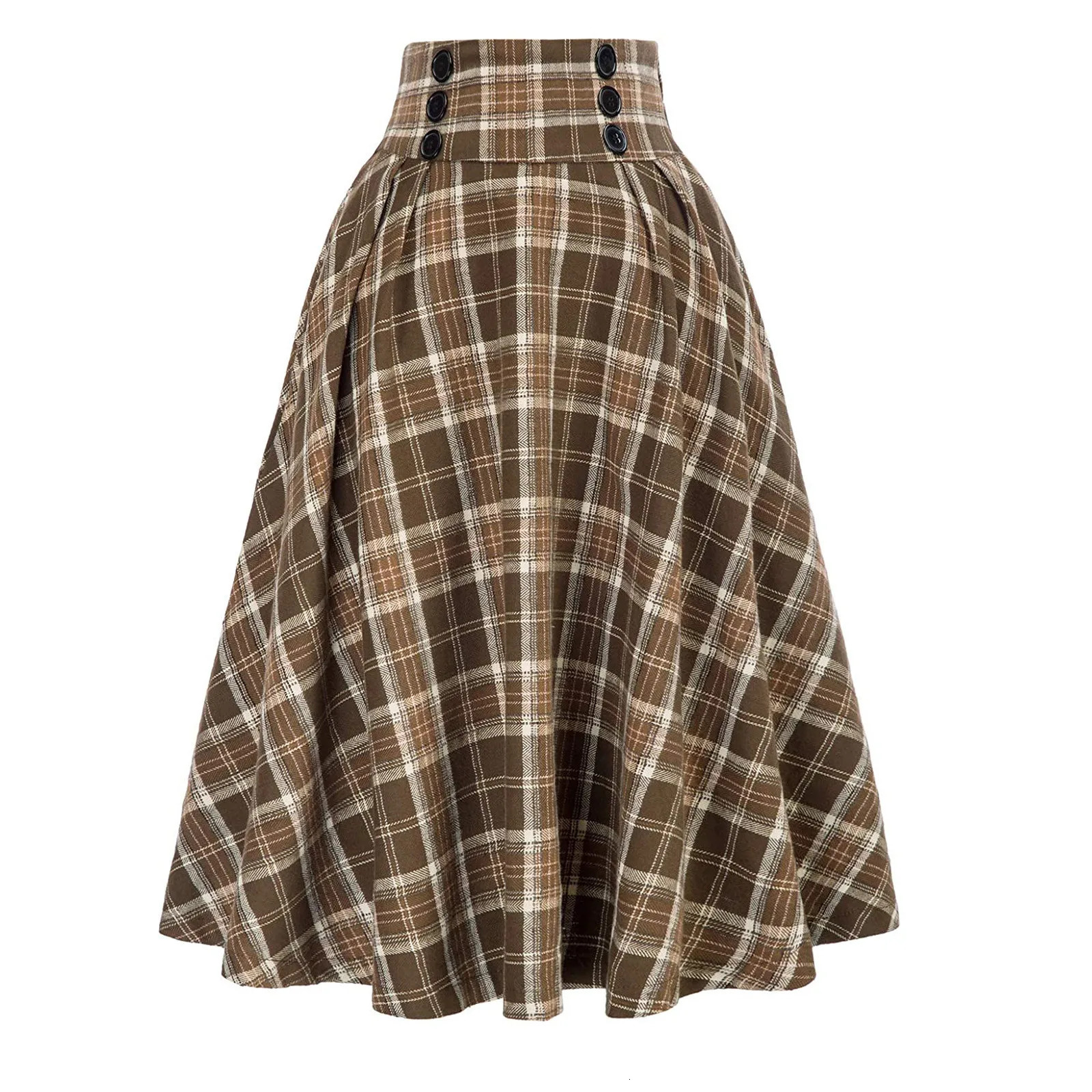 Vintage Red Black Plaid Print Skirts High Waist Pleated Skirt Preppy Style School Clothing Falda Women Casual Long 250106