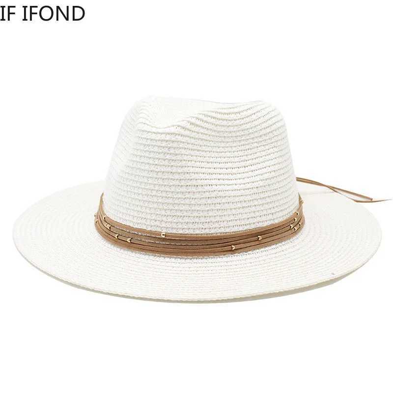 Large size 60CM new straw hat 7cm Brim summer cooling beach sun hat outdoor party Panama jazz hat Sbreros De Mujer X250109