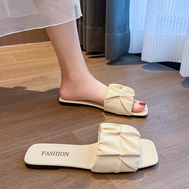 Women Slippers Flat Bottom New Fashion Korean Version Plus hot Size Outdoor Wear Triple Black Beige Green Free shipping