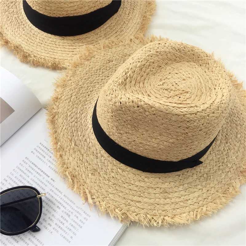 Natural wide brown soft hat Rafia jazz straw hat warm summer edge beach hat woven sun hat full set of beach hats X250109