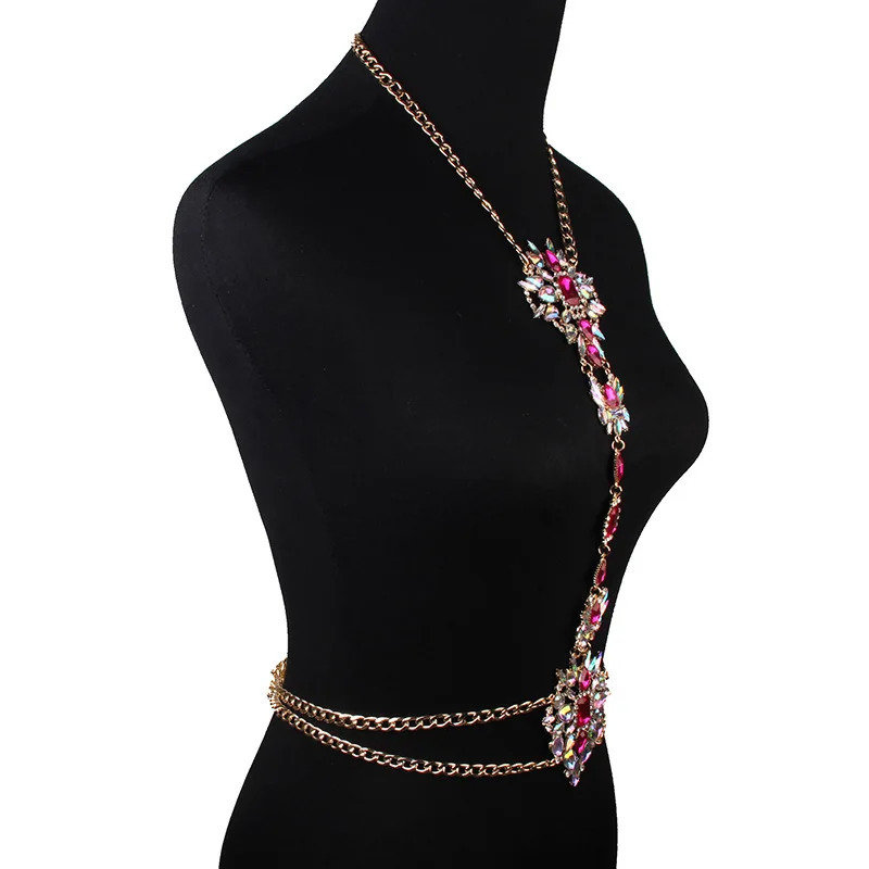 Fashion Long Chain Necklace Crystal Women Maxi Rhinestone Bijoux Statement Collar Necklace Waist Belly Bodychains 250107
