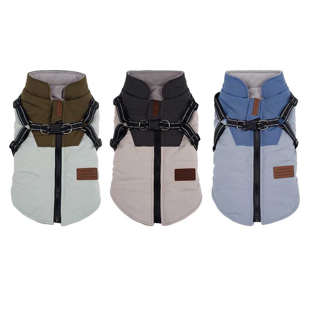 Waterproof Pet Dog Jacket With Harness Winter Warm Dog Clothes For Labrador Big Dog Coat Chihuahua French Bulldog Yorkie OutfitsXJ250109