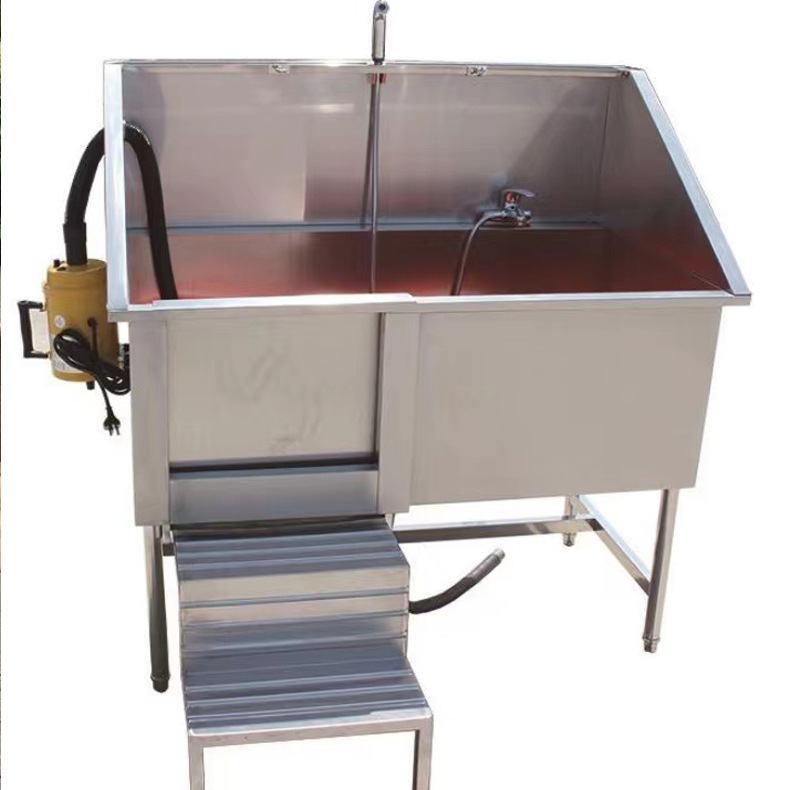 Stainless Steel Pet Grooming Bath Trough with Sliding Door