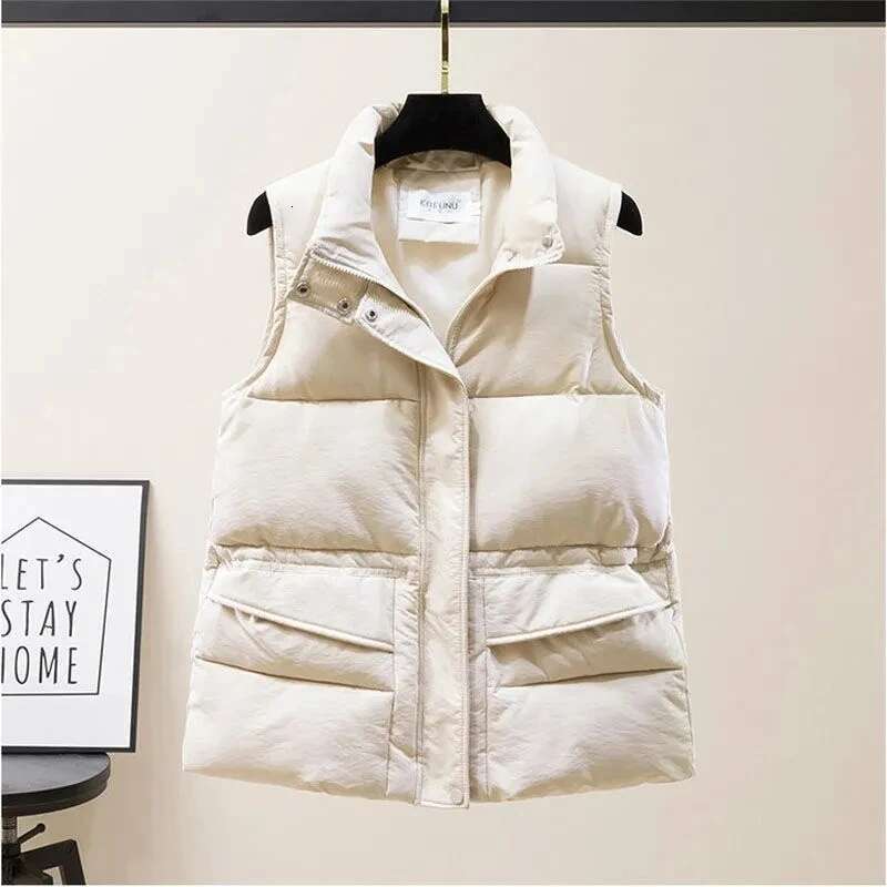 2025 Winter Women's Short Vest New Korean Stand Collar Down Warm Coat Fashion Designer Jacket