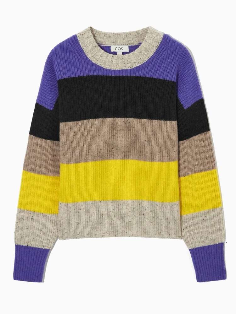 Ethereal 2023 Winter New Style Of Women's Casual Standard Version Thread Knit Colour Match Wool Blend Sweater