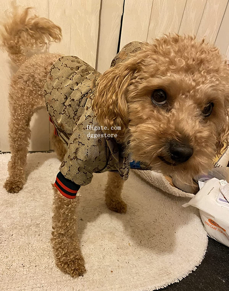 Clothes Warm Dog Apparel Designer Hoodies Cats Animals Jackets with Hats Outdoor Casual Sports Pets Coats for Small Medium Large Dogs Brown 4XL A161