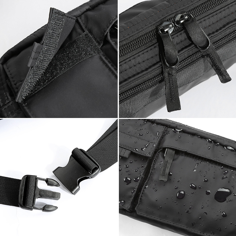 MOYYI Waterproof Men Crossbody Bag Casual 7.9inch Multi-Layer Shoulder Bags Hip Hop Chest Bag Zipper Phone Tactical Waist Bag