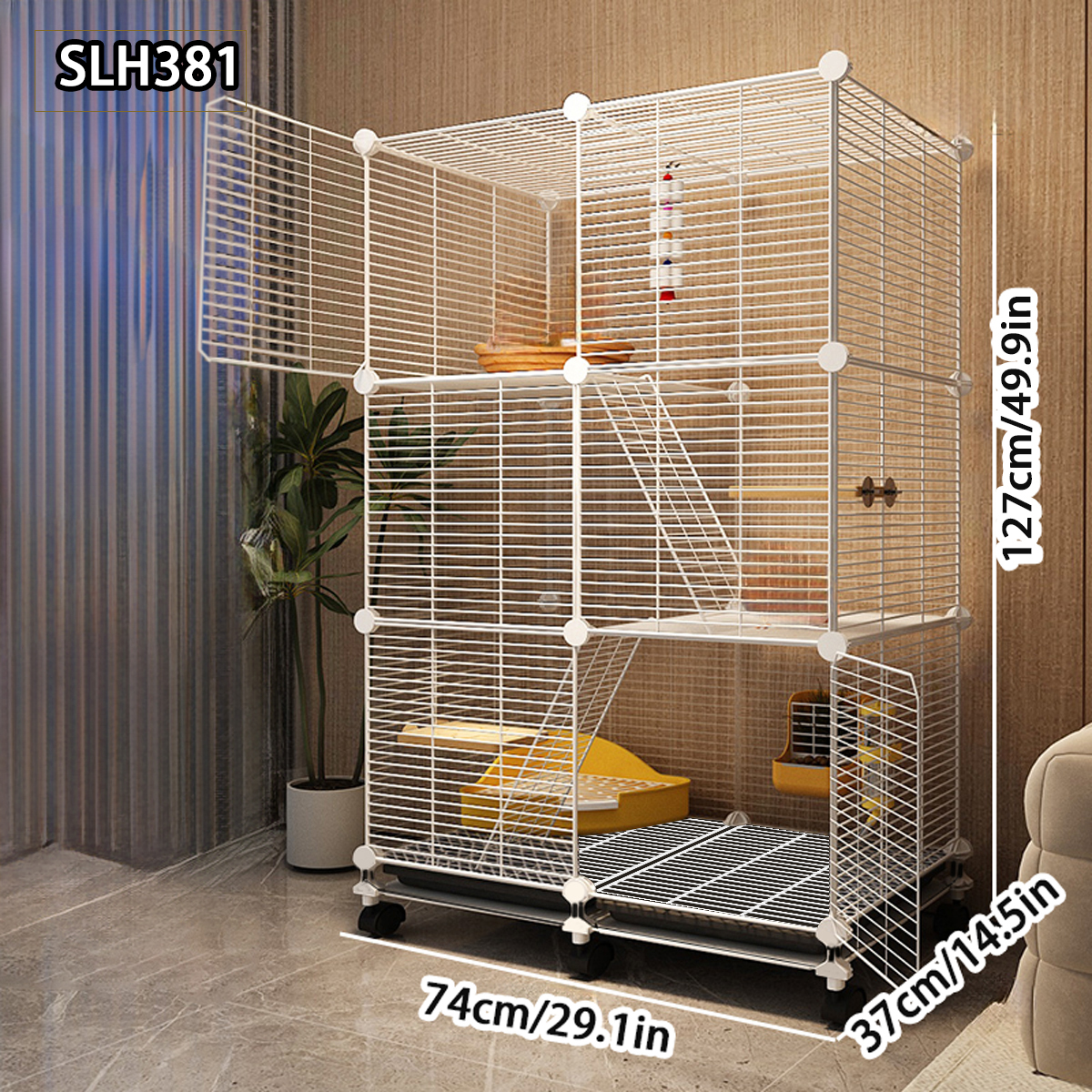 Gerbil and Hamster Palace Spacious Triple-Decker Squirrel Cage for Comfortable Living