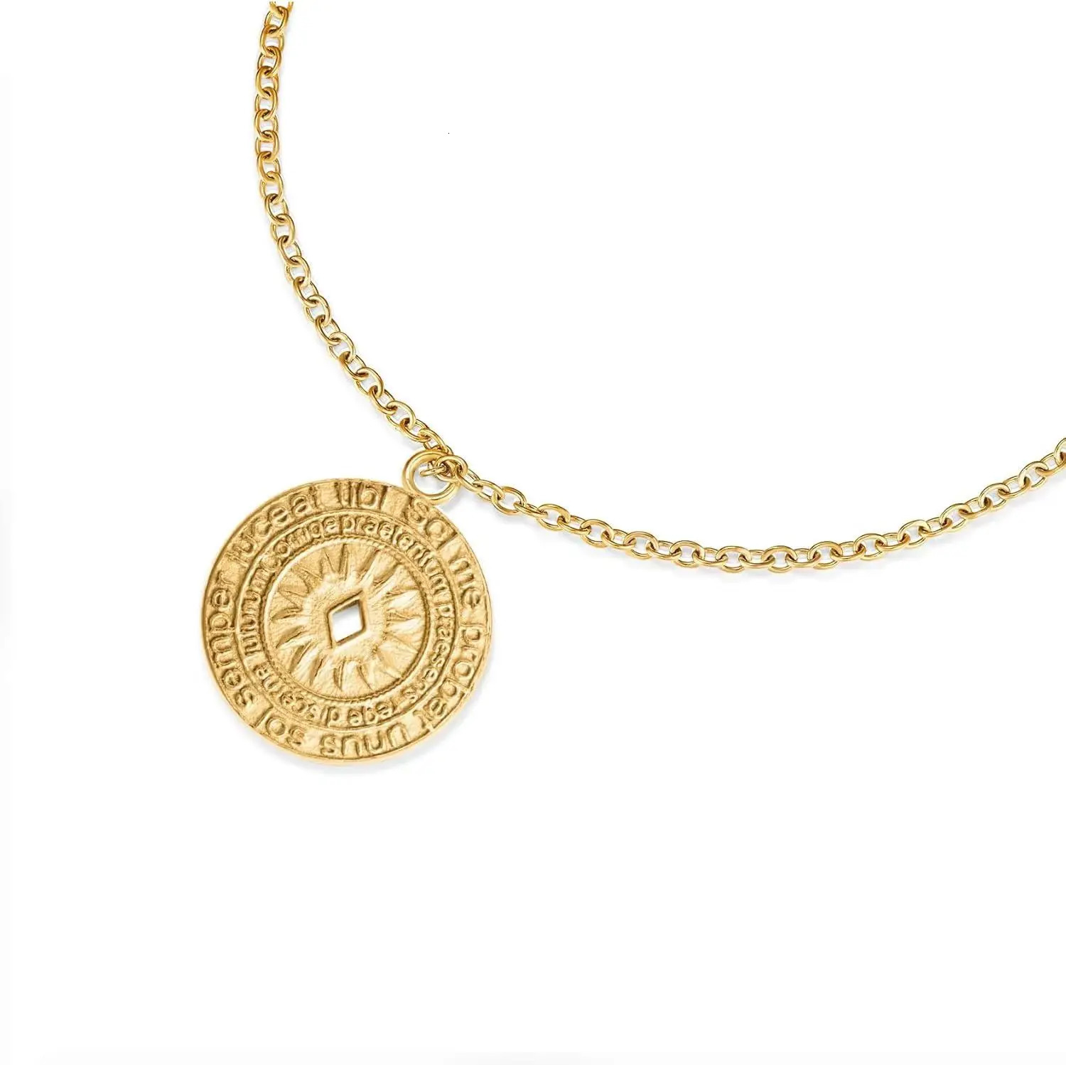 Mens selling Compass travel Nautical pendant Womens stainless steel round hip hop trend simple fashion long necklace 250109