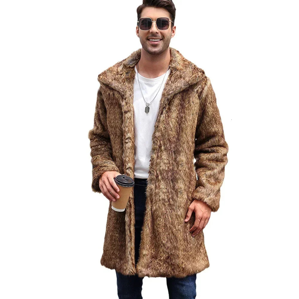 Warm Faux Fur Long Coat Jacket Winter Mens Leisure Jackets Windbreaker Women Thick Fluffy Bontjas Outerwear 250107