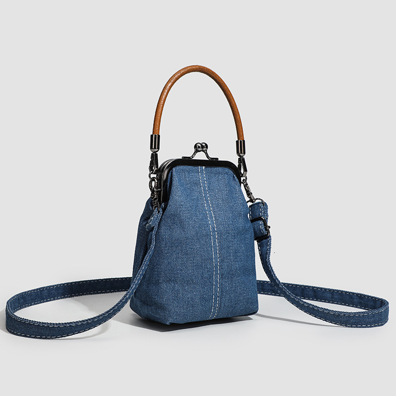 Bag 2025 Autumn And Winter New Clip Denim Cloth Mobile Phone Crossbody Artistic Handbag Versatile Handmade Women's Bag