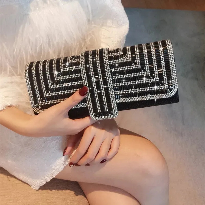 Womens Rhinestone Clutch Purses Evening Bags Sparkling Glitter Formal Party Wedding Cocktail Prom Bags with Chain 250106