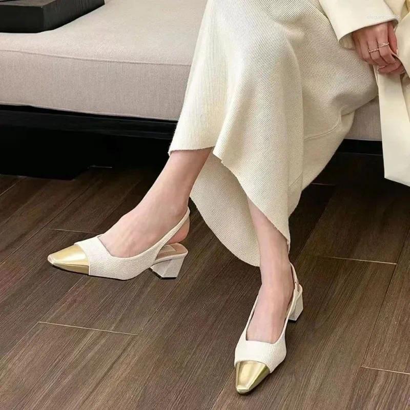 2025 S Fashion Designer Sandals French Tweed Style Women S Spring Arrival Dress High Heel Mary Jane Casual Shoes Back Strap Open Design