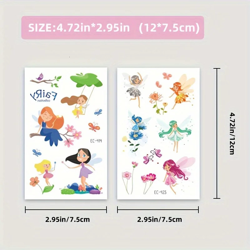 12 Sheets Flower Fairy Temporary Tattoo Sticker For Princess Perfect Gift Birthdays Party Outdoor Sports 241230