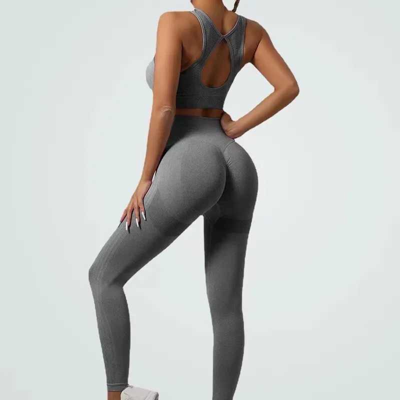 Seamless Yoga Set Women Beauty Back Sports Bra+ Hip Lifting Leggings Workout Set Breathable Fitness Set Gym ClothingXJ250109
