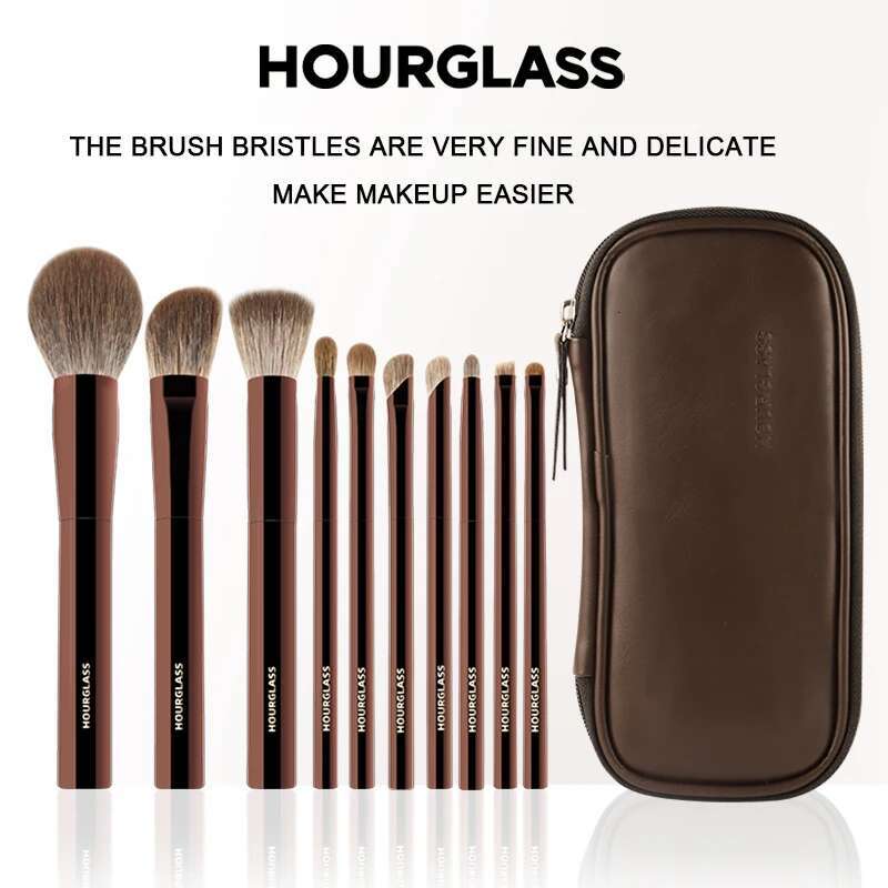 Hourglass Brush Set 10 Soft and Convenient Eyeshadow, Concealer, Stucco, Grooming Face Makeup Brushes