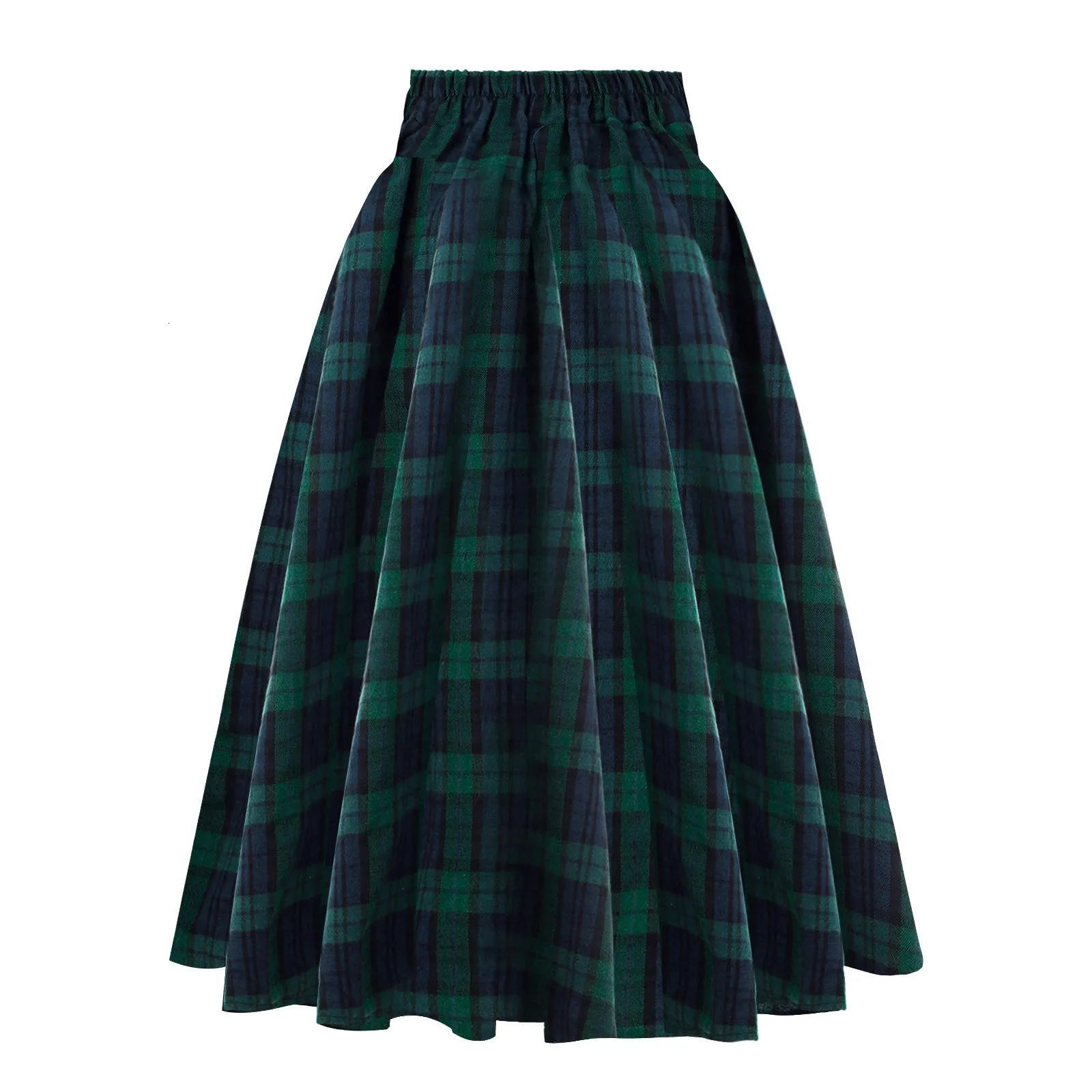 Vintage Red Black Plaid Print Skirts High Waist Pleated Skirt Preppy Style School Clothing Falda Women Casual Long 250106