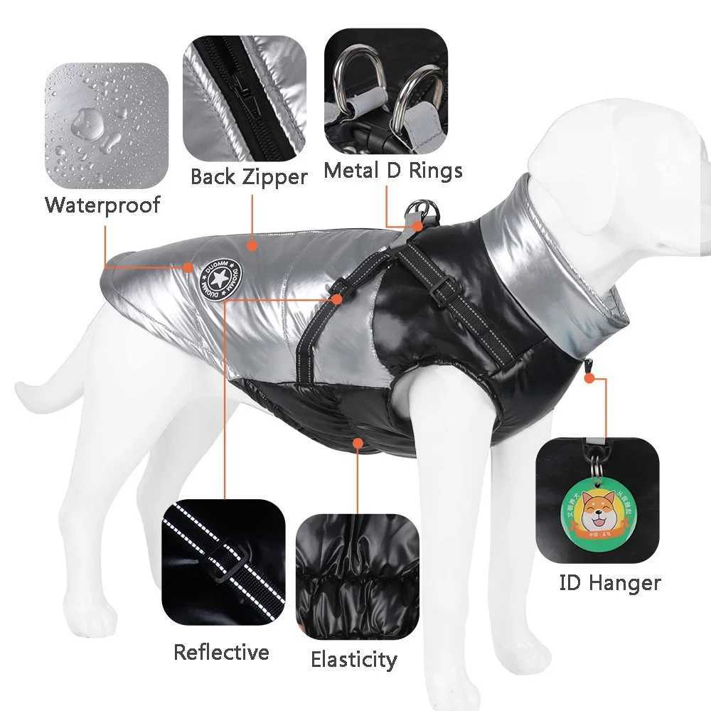 S-7XL Pet Dog Jacket Big Dog Coat With Harness Winter Warm Dog Clothes for Small Medium Large Dogs French Bulldog Yorkie CostumeXJ250109