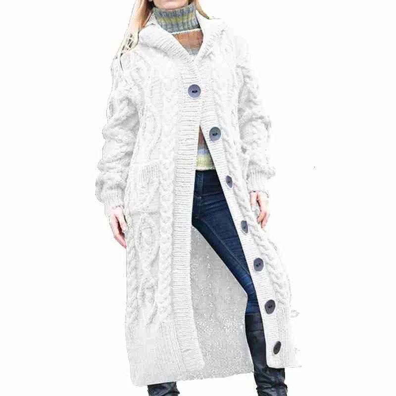Xingqing Winter Long Cardigan Women Fashion Solid Color Single Breasted Long Sleeve Hooded Sweater Tops with Pockets Streetwear 250106