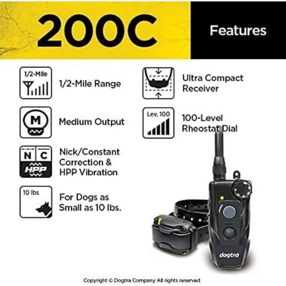 200C Waterproof -Mile One-Handed Operation Remote Training Dog E-CollarCan Be Used for One Dog As Small As 10 LbsXJ250109