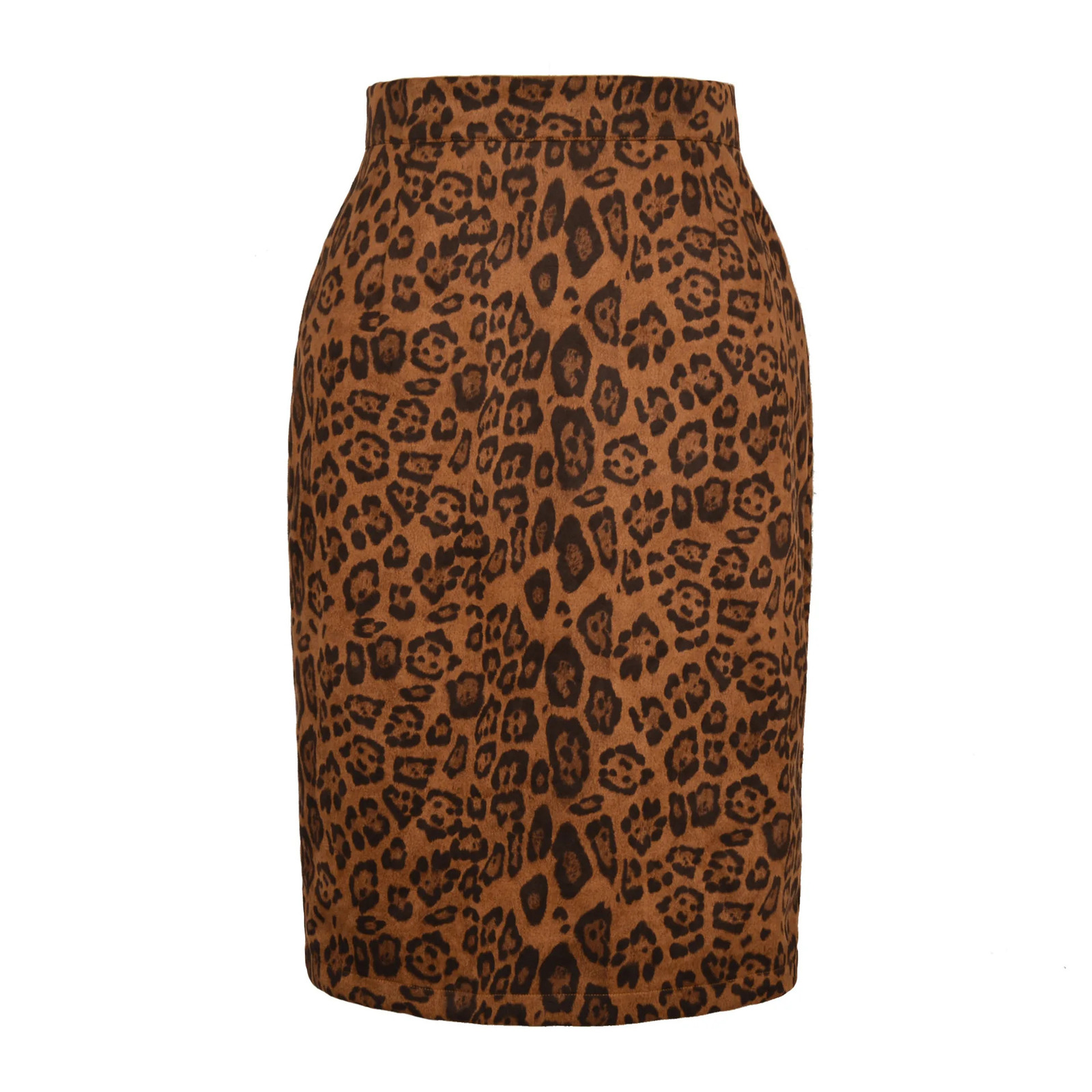 Women Skirts Sexy Suede Midi Pencil Skirt Leopard Print Autumn Winter Fashion Streetwear Elastic High Waist Bodycon 250106