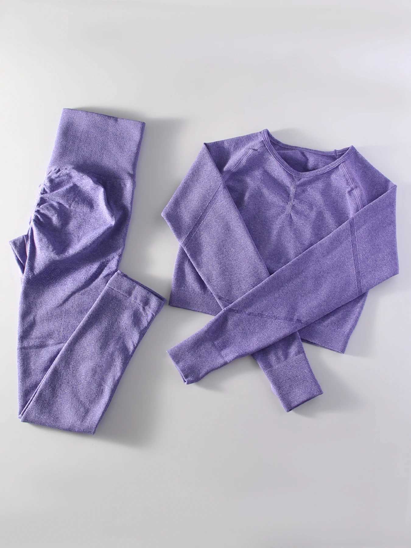 Womens 2 Piece Seamless Yoga Sportswear Set Gym Wear Fitness Wear Short Long Sleeve Top High Waist Leggings Fitness SportswearXJ250109