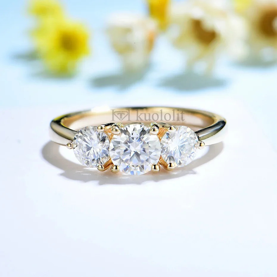 Kuololit 585 14K 10K Yellow Gold Ring for Women D VVS Solitaire Engagement Ring for Jewelry for Anniversary 250106