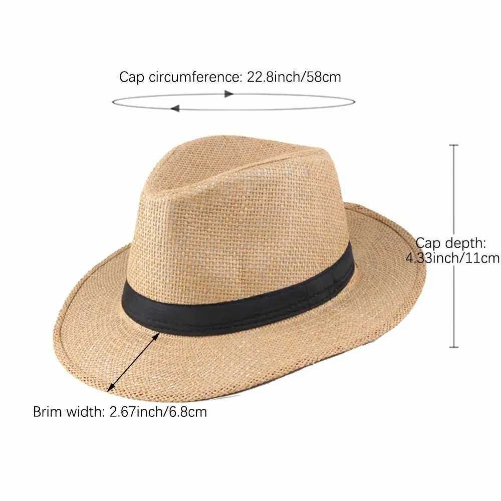 Summer grass Fe sun hat men Panama cowboy hat cable women outdoor travel sun hat middle-aged and elderly people X250109