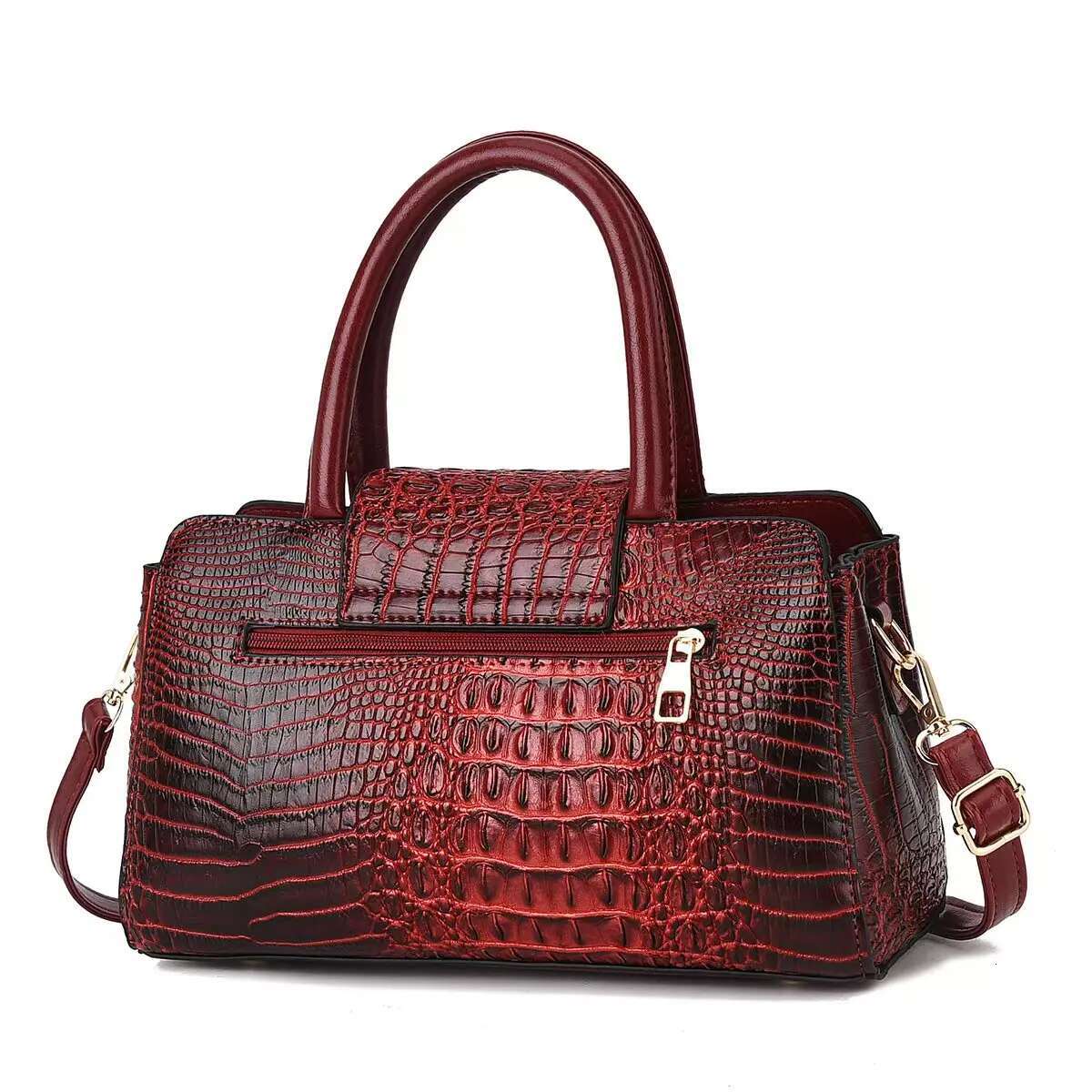 Women's Trendy Pillow Bag Textured Crocodile Print Tote Bag Crossbody Worn Over The Shoulder