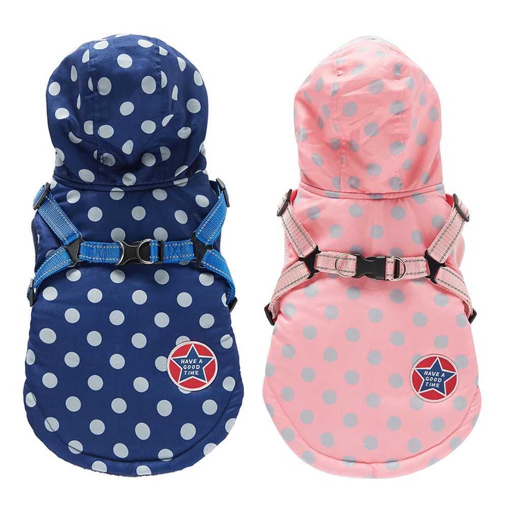 Pet Dog Jacket With Harness Winter Dog Clothes For Small Medium Dogs Warm Hooded Pet Coat Chihuahua Clothing Puppy CostumesXJ250109
