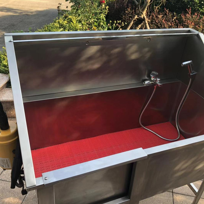 Stainless Steel Pet Grooming Bath Trough with Sliding Door