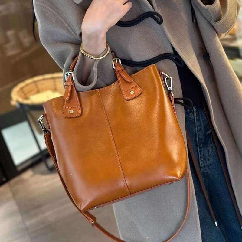 Ranhuang New Arrive Women's Fashion High Quality Genuine Leather Shoulder Large Bucket Bags Designer Handbags