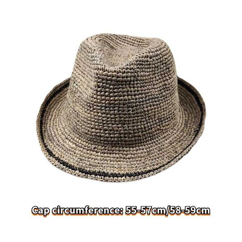 Handmade folding straw hat suitable for both men and women made of high-quality Rafia material suitable for sun protection and breathability 55-59cm X