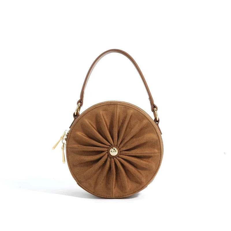 Women Designer Small Circular Ruched Handbags 2024 Fashion Chain Female Shoulder Crossbody Bag Girl Tote Phone Bags Purse