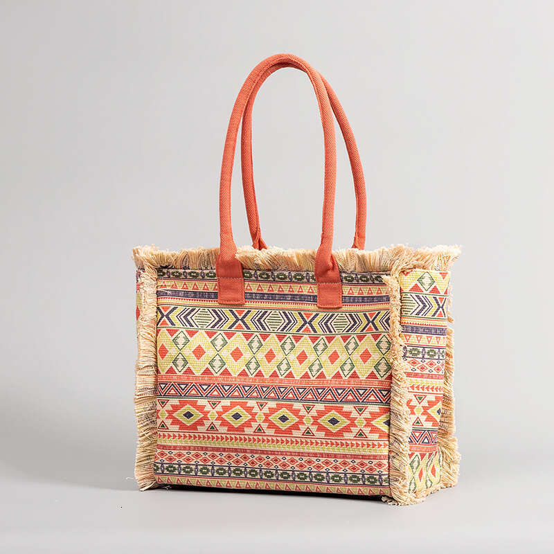 Tote Bohemian Shoulder Zipper Handbag Large Capacity Canvas Bag Women's Summer