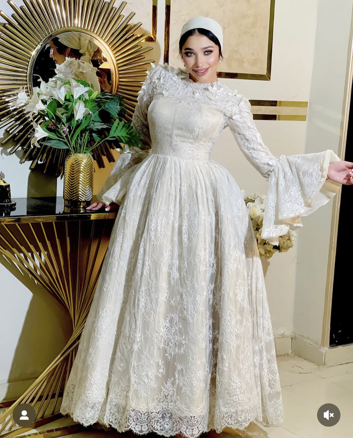 Modest Arabic Muslim Lace Prom Dresses With Flare Sleeves Butterfly Appliques Pearls Beaded Jewel Neck A-Line Floor Length Evening Gowns For Women