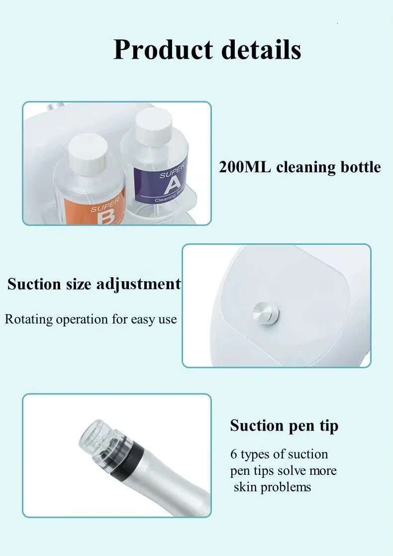 2024 Beauty Facial Lift Cleaner Pore Vacuum Blackhead Remover Portable Deep Cleansing Small Bubble Hydro hine for Nose Face