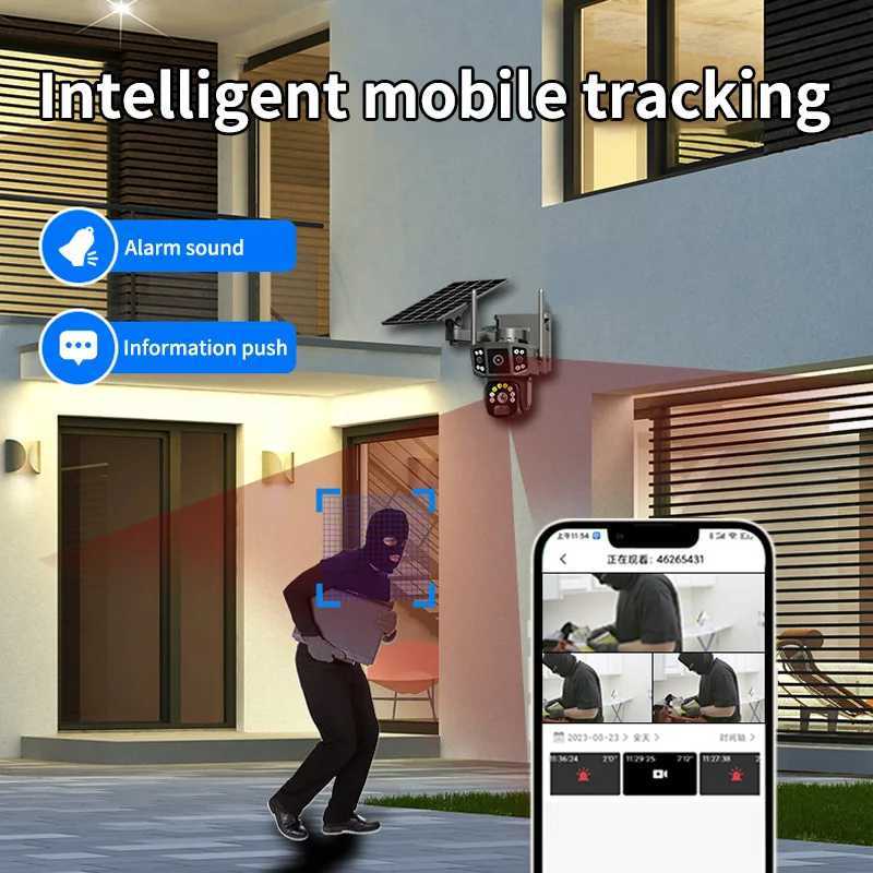 Solar Camera 4G SIM card WiFi wireless network 360 IP 8MP 4K high-definition CCTV battery dual lens outdoor smart home security monitoring X250110