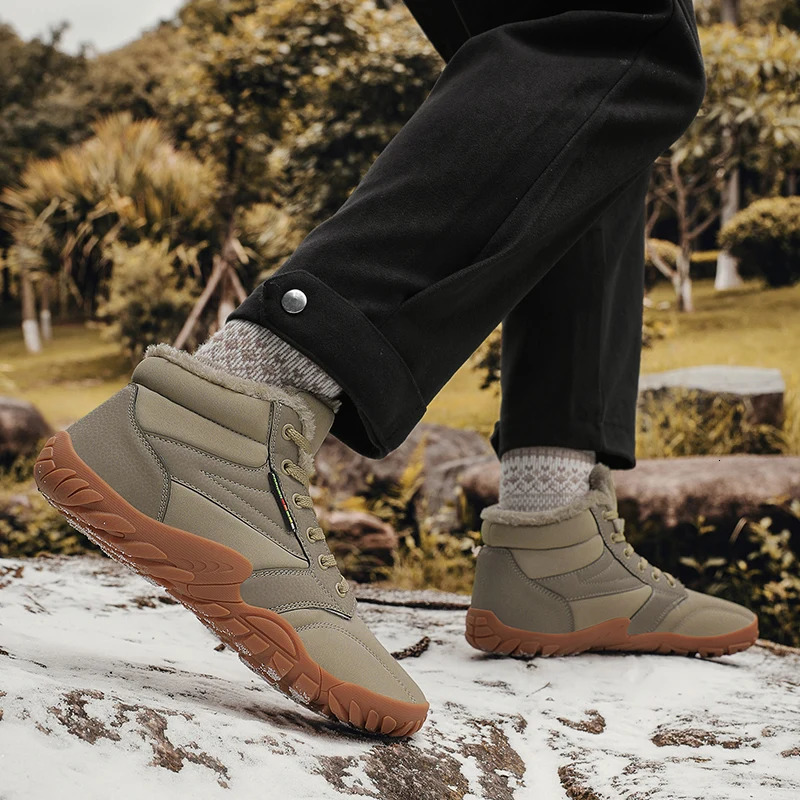 Winter Boots for Men Snow BareFoot Outdoor Non-slip Warm Fur Casual Sneakers Plus Size Lightweight Ankle Boots Hiking Shoes 250106