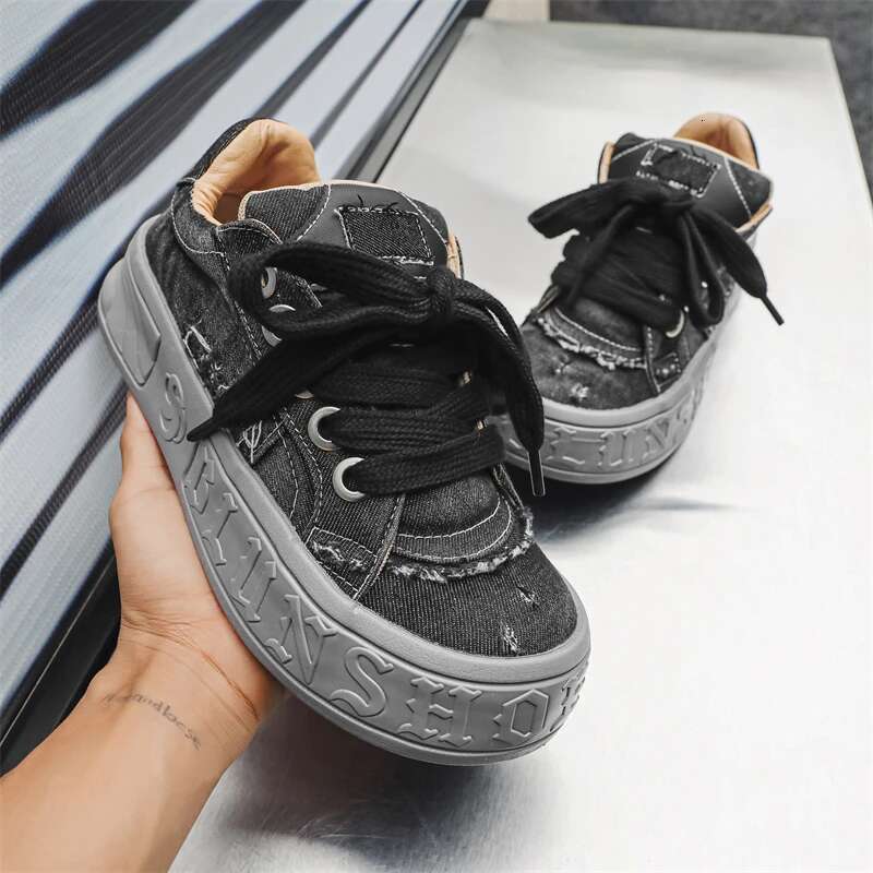 Ddmyoutdoor China Domestic Fashion Blue Denim Casual Original Men S Sneakers Designer Platform Shoes Increase Heel Hip Hop Chunky Sneaker Man Trainers