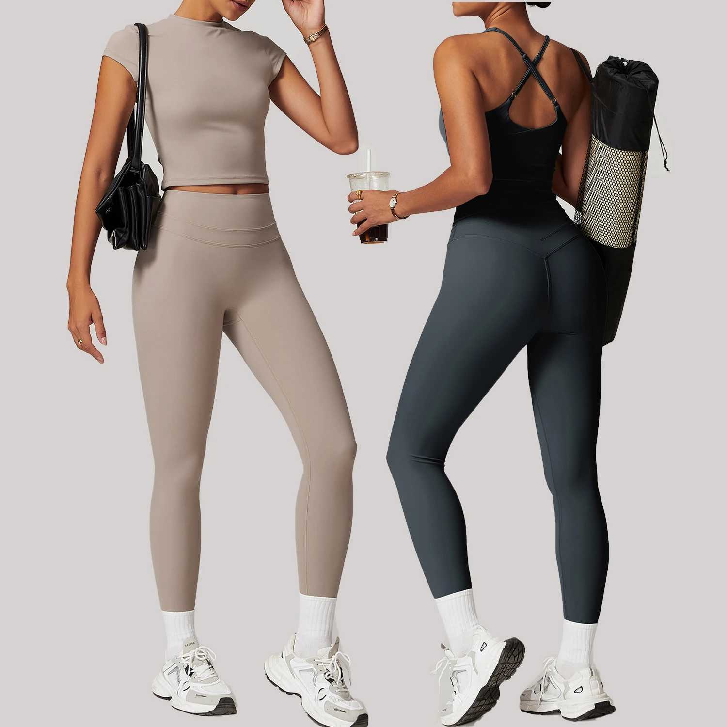 Stretch High Waist Yoga Suit Sharpened Skinny Back Breathable Fitness Clothing Outdoor Running Fitness Solid Color SportswearXJ250109