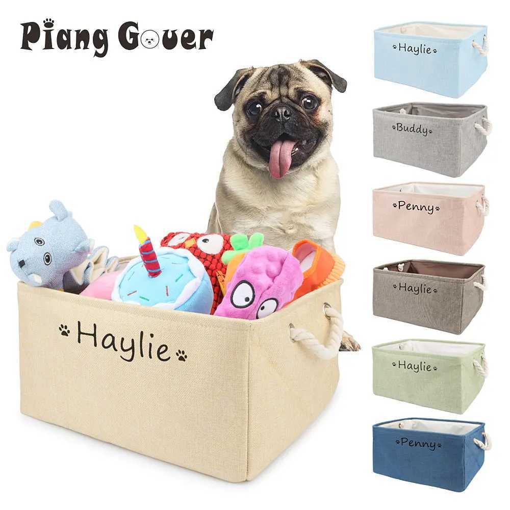 S/M/L Custom Name Pet Toy Basket Cat Dog Foldable Box Print Storage Baskets For Clothes Pets AccessoriesXJ250109