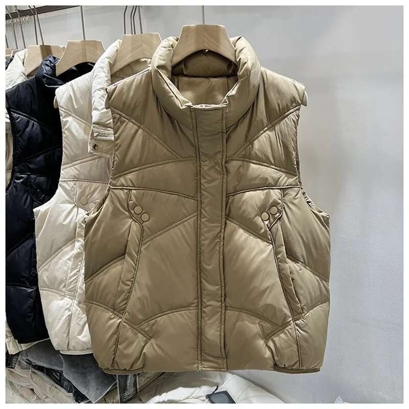 2025 New Women's Autumn/winter Down Short Stand Collar Cotton Vest Fashion Designer Jacket Warm Coat