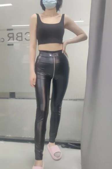 Women's Fashion Trousers 2024 Spring/Summer Latest Casual Pu Leather Zipper Pocket Design Daily Versatile Long Skinny Pants
