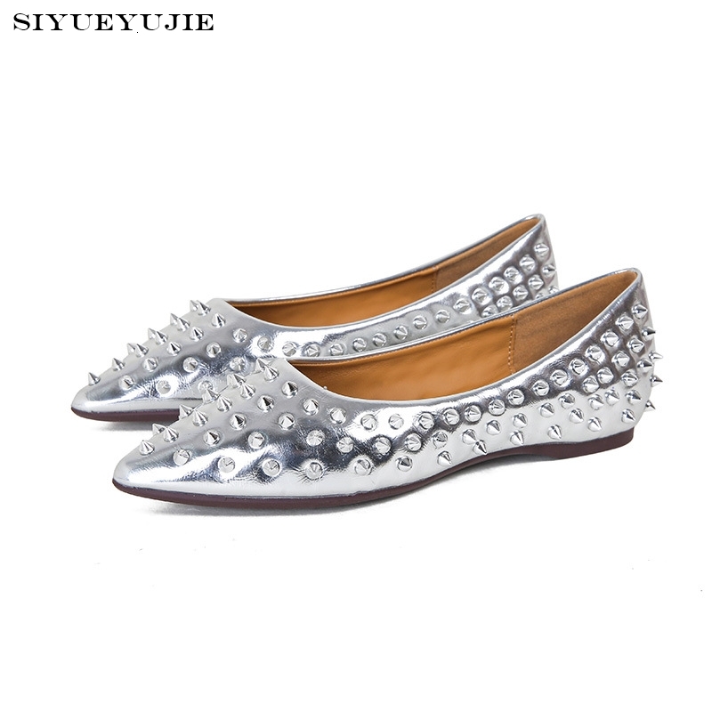 2024 European And American Spring/Summer New Fashion Rivet Pointed Women's Ballet Flat Shoes Large Versatile Sandals