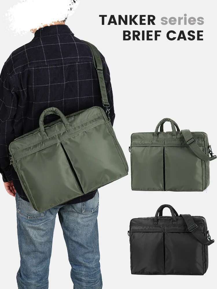 Japanese Style Large Capacity Briefcase Nylon Cloth Men Crossbody Bags Waterproof Messenger Fashion Handbag Bag