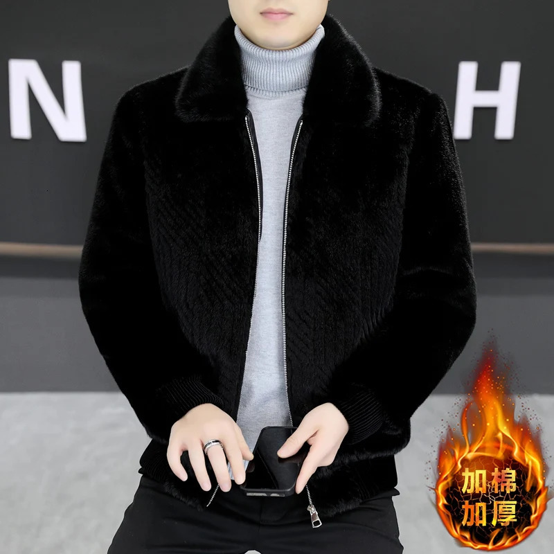Winter Mens Faux Fur Jacket Cotton Thick Suede Collar Casual Mink Business Coats Men Clothing 250107