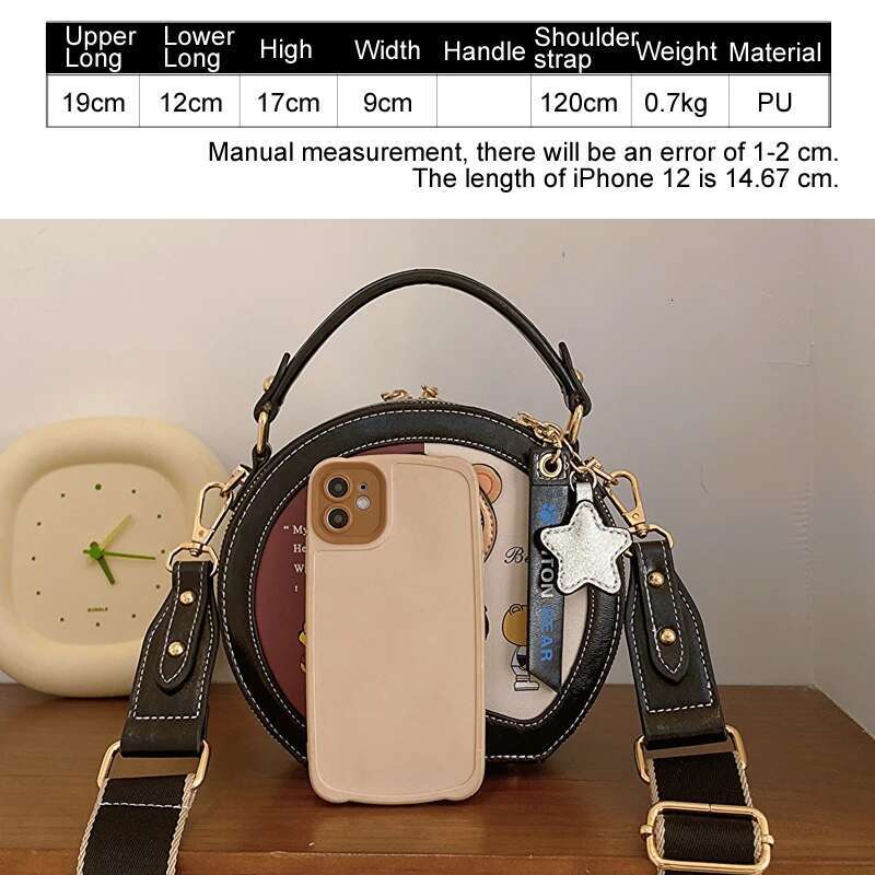 Fashion Handbag Cute Bear Female Shoulder Bag Round Girl Crossbody Bags For Women Stylish Circle Messenger Tote Purse