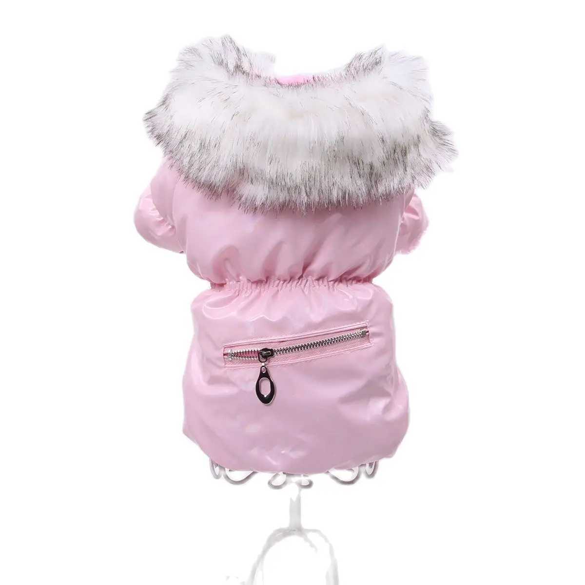 XKSRWE Dog Cat PU Leather Coat Jacket with Zipper Pocket Design Pet Puppy Dress Hoodie Winter Warm Clothes ApparelXJ250109