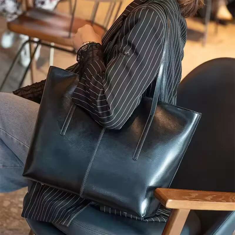 Genuine Leather 2025 Trend Designer Laptop Shoulder Bag Shopper Office Women's Handbag